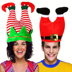 2pcs Funny Upside Down Elf & Clown Christmas Hats Halloween Cosplay Props