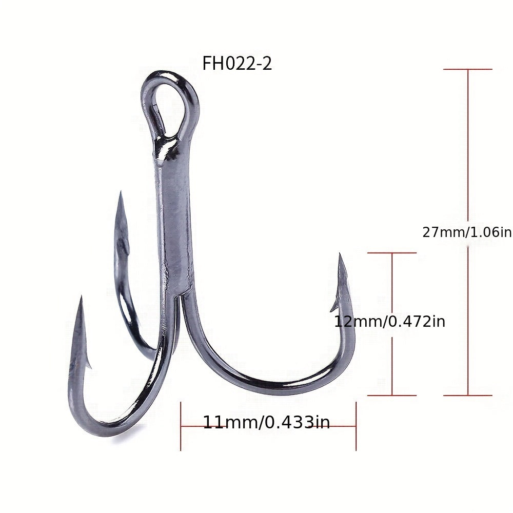 20pcs High Carbon Steel Treble Fishing Hooks Sizes 2-14 Saltwater & Freshwater