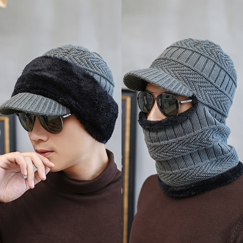 Men's Winter Fleece Beanie Scarf Set