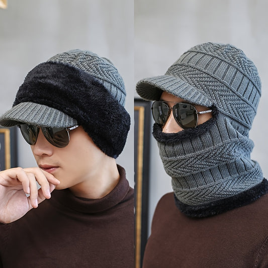 Men's Winter Fleece Beanie Scarf Set