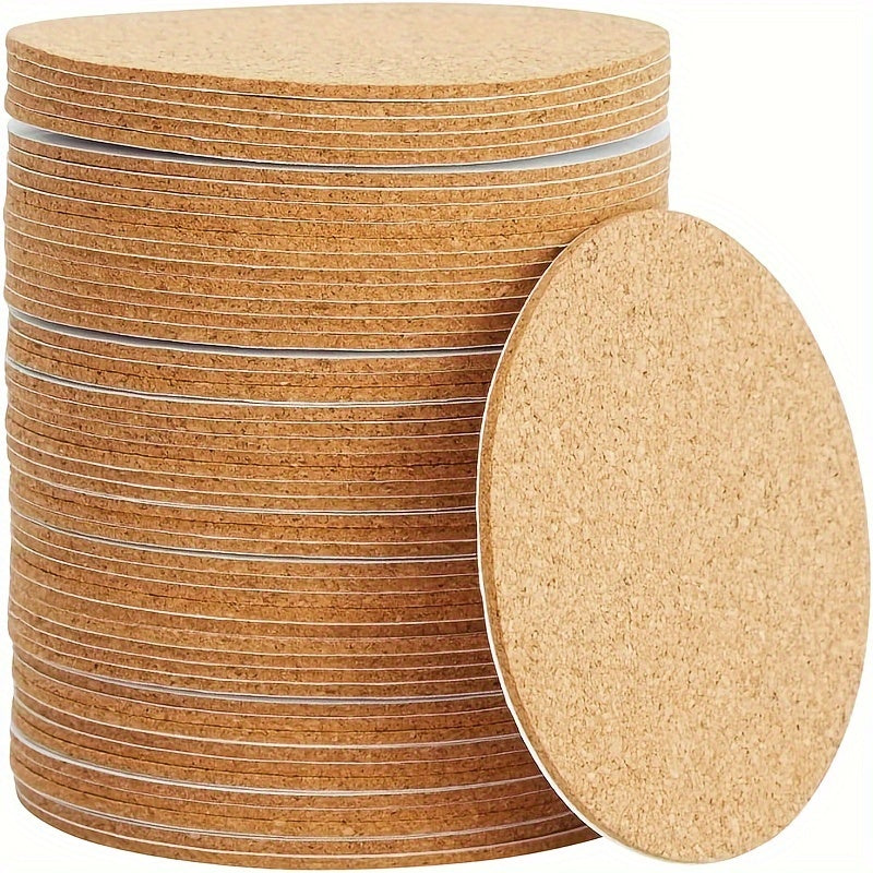 12 Pack DIY Cork Coasters - 3.5 Inch Self Adhesive Wooden Mats