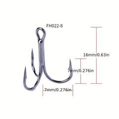 20pcs High Carbon Steel Treble Fishing Hooks Sizes 2-14 Saltwater & Freshwater