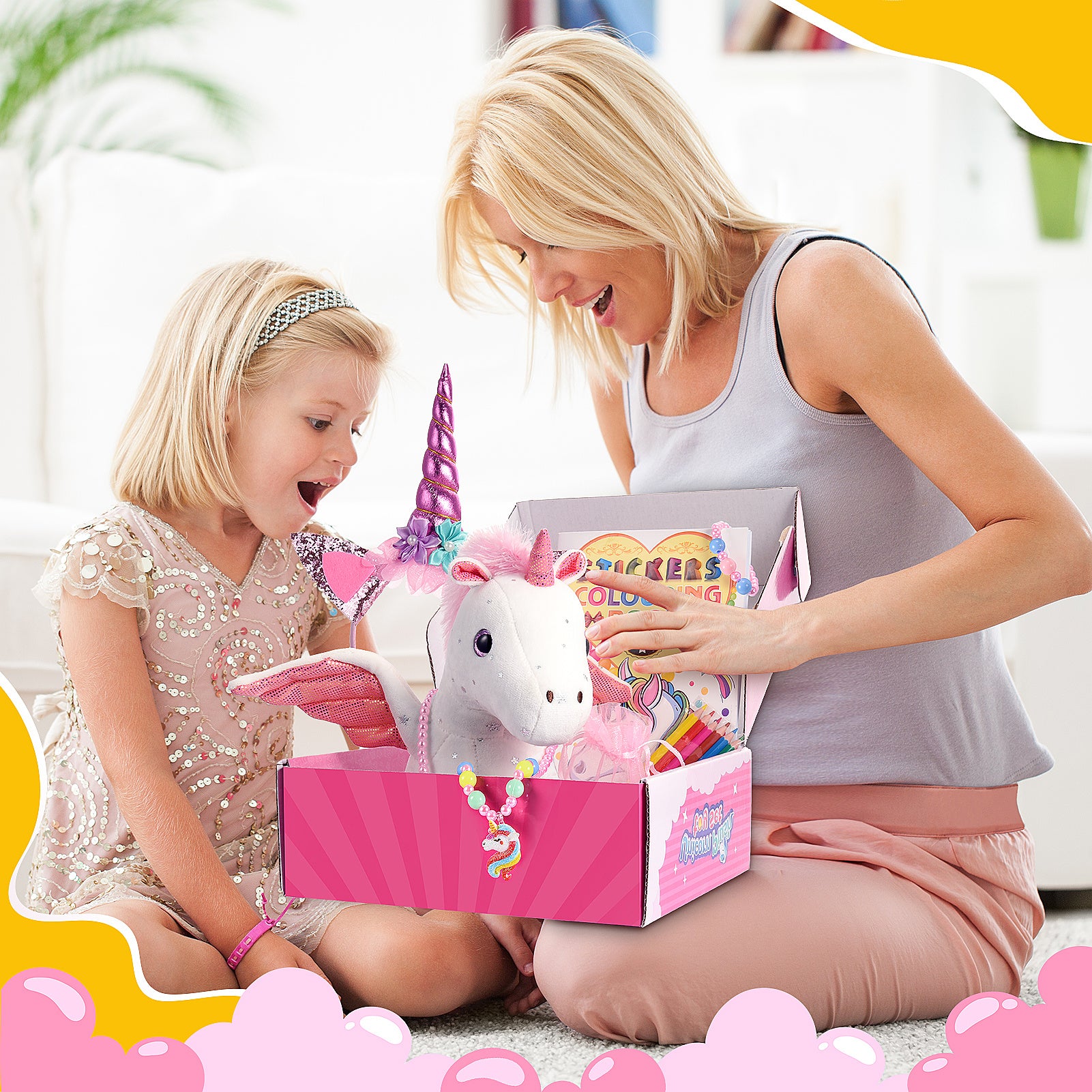 Girls Stuffed Unicorn Plush Set Toys Age 3