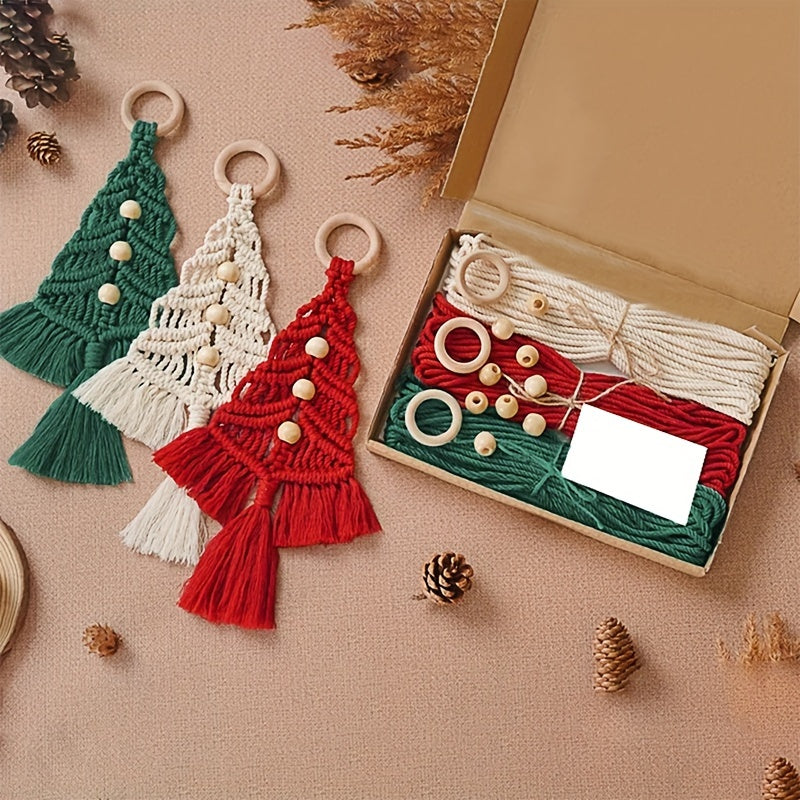 3pcs Christmas Tree Macrame Cords Kit DIY Arts And Crafts Decoration