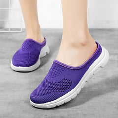 Women's Mesh Hollow Out Slip On Mules Flat Casual Shoes
