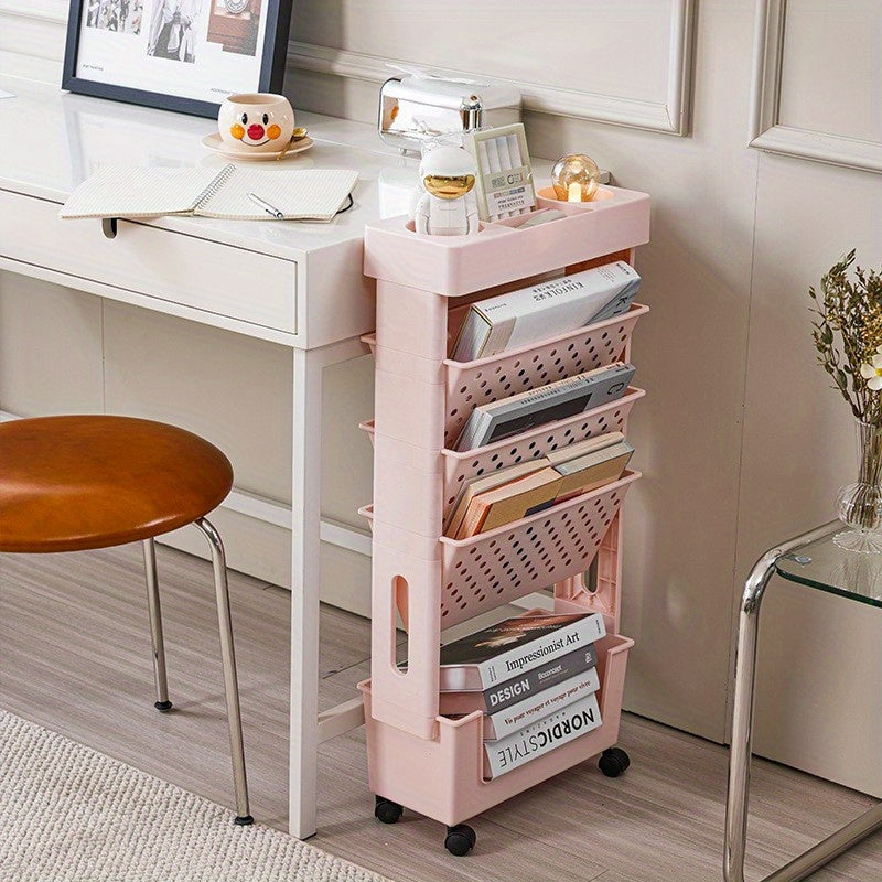 Minimalist Movable Bookshelf With Wheels For Organizing Books & More