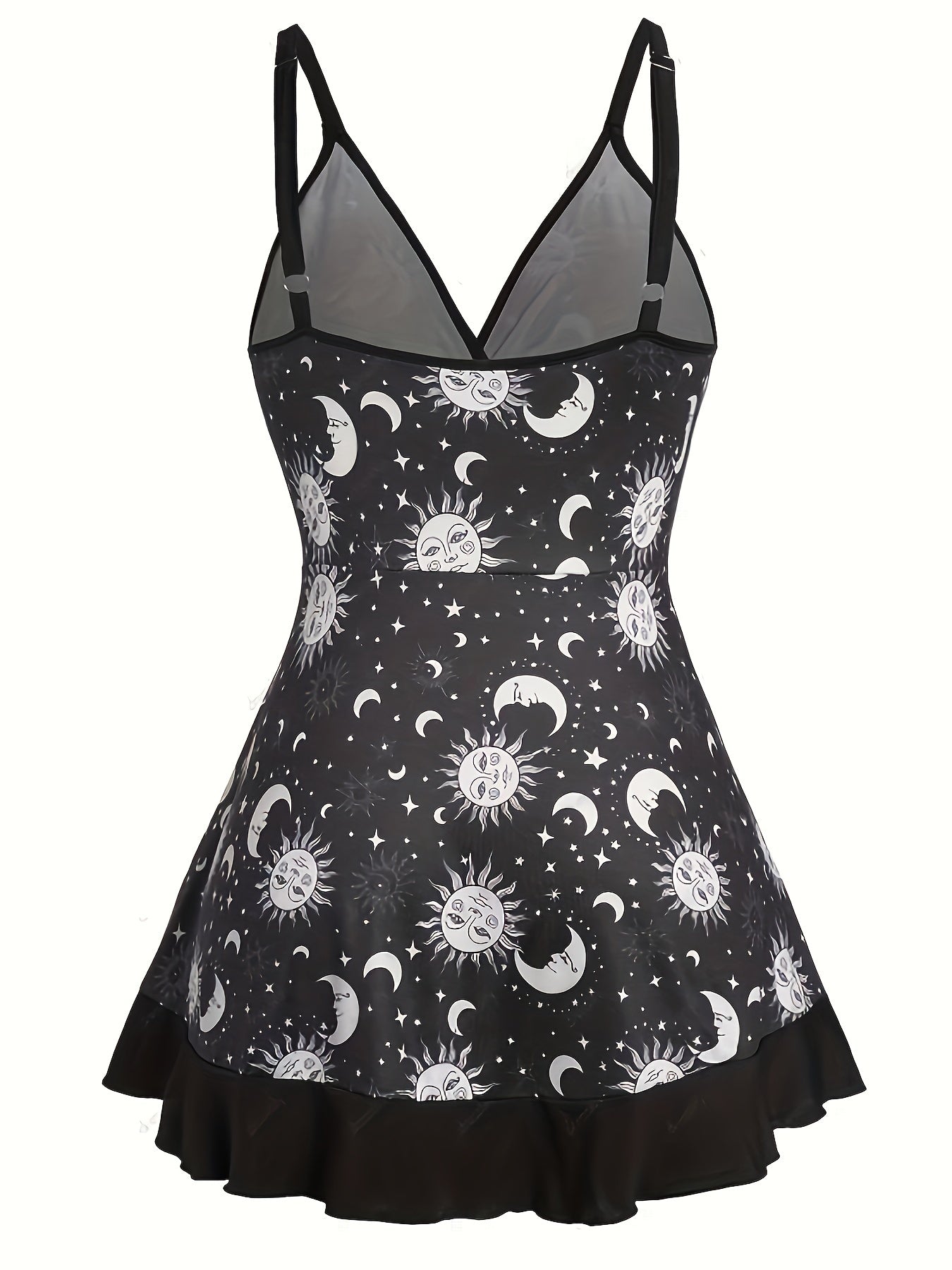  Moon & Sun Print Surplice Neck Cami Top
