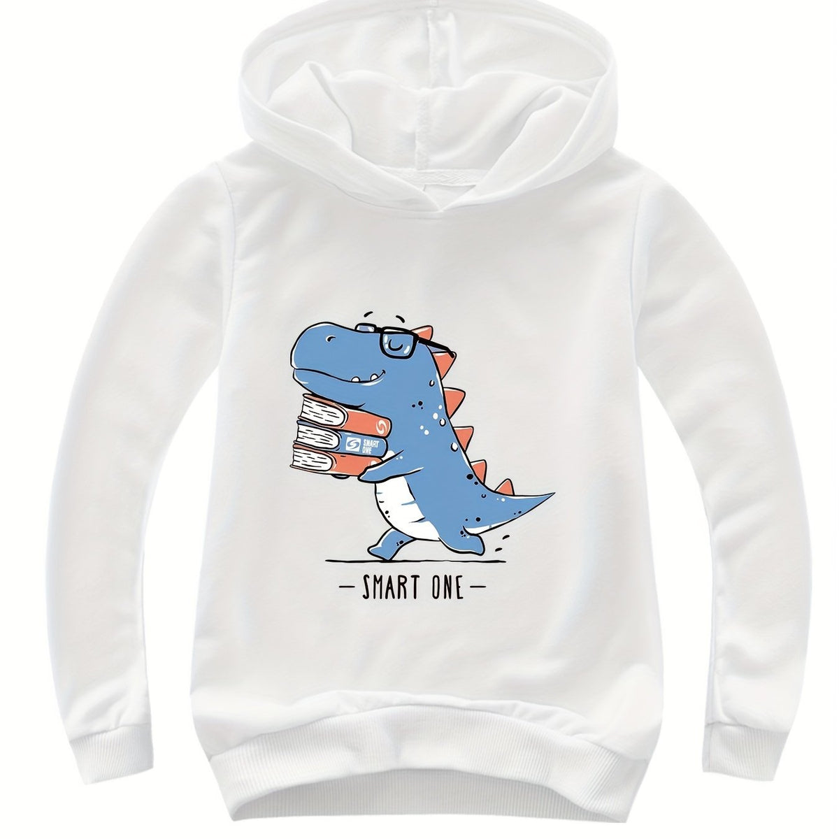 Girls Dino Graphic Hooded Pullover for Spring Fall