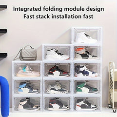 Plastic Stackable Shoe Rack Box with Door for Entryway