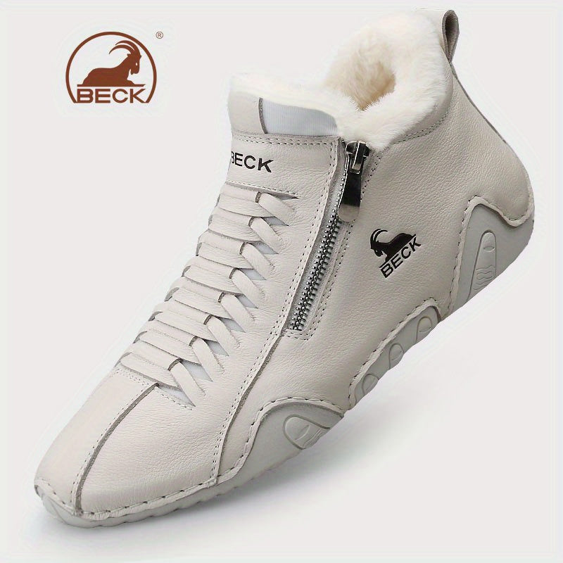 Men's Thermal Winter Shoes Boots With Side Zipper Casual Walking Shoes