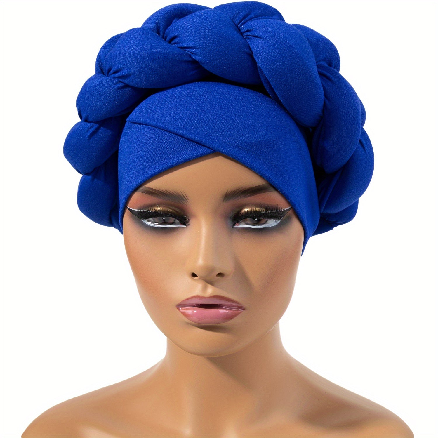 Braid Twist Big Turban Cap Solid Head Wrap Stylish Hijab Head Scarf Women