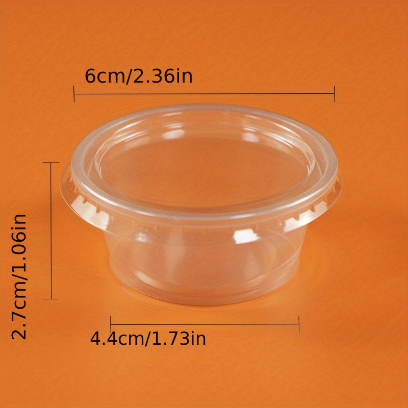 50pcs 2oz/4.5oz Clear Disposable Cups with Lids for Sauces, Condiments, Souffle