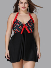  Cherry Print Halter Neck Top & Panties Swimsuit Set