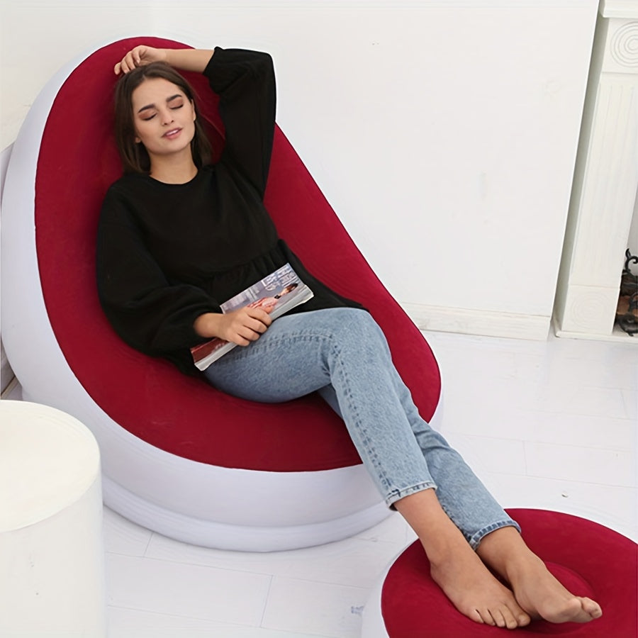Portable Inflatable Single Sofa Set PVC Flocking Comfortable Lazy Sofa
