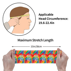 Tie Dye Sports Headband Sweat Wicking Stretchy Polyester Red Yellow Text