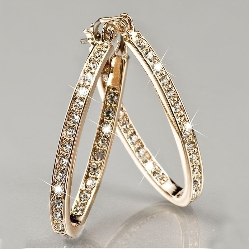 Temperament Zircon Hoop Earrings Zinc Alloy Ear Jewelry Accessories