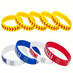 Softball Pattern Silicone Bracelet for Sports Fans & Players