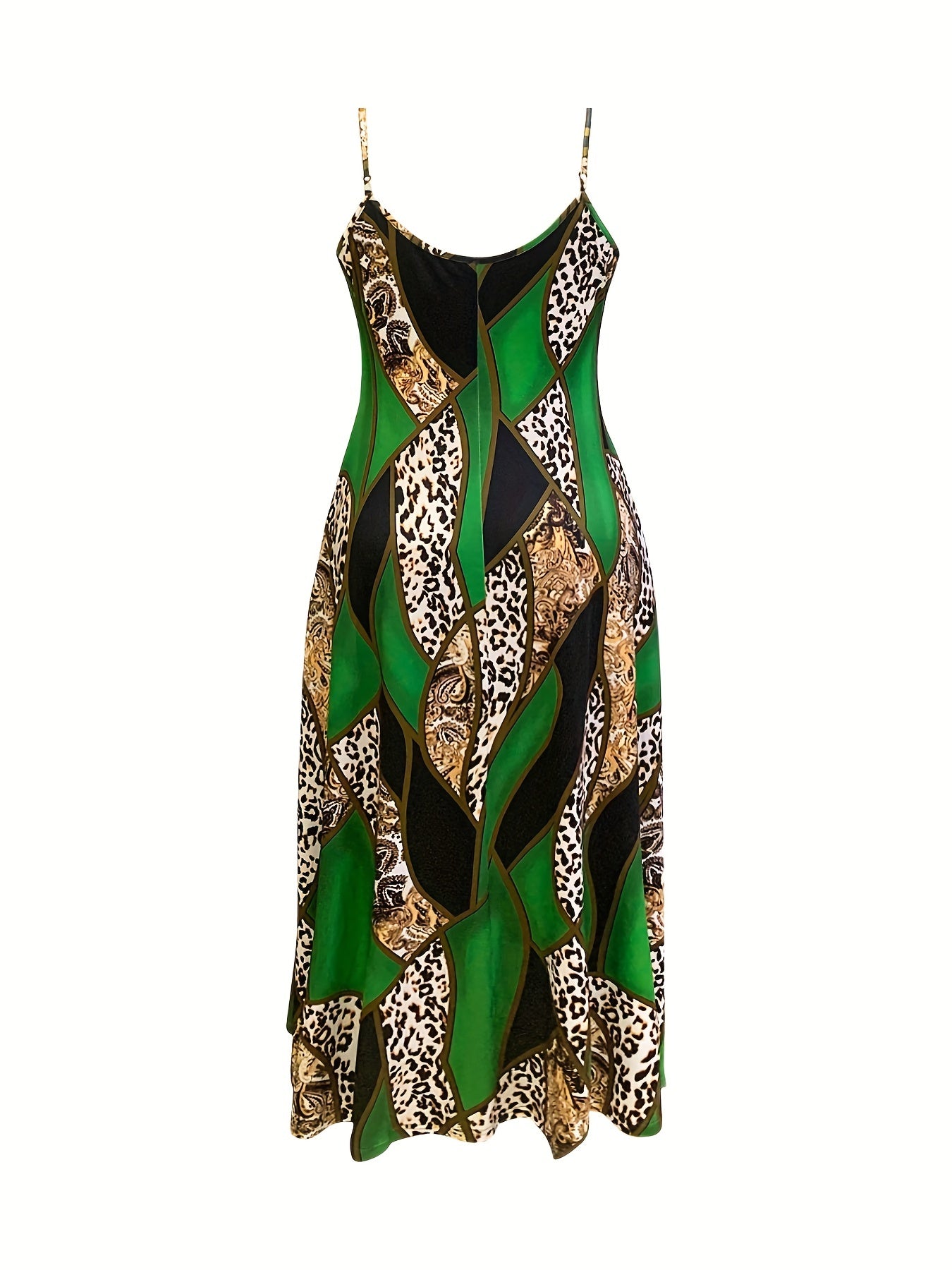  Leopard & Baroque Print Maxi Dress