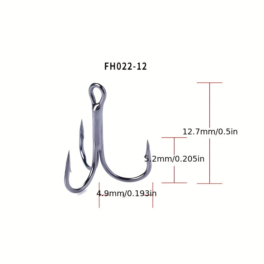 20pcs High Carbon Steel Treble Fishing Hooks Sizes 2-14 Saltwater & Freshwater