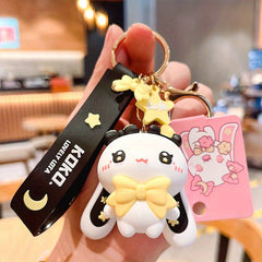 Cartoon Rabbit Keychain Animal Doll Key Ring Purse Bag Backpack Car Charm