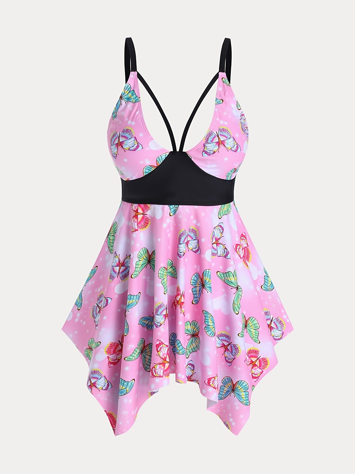  Y2k Butterfly Print Swimsuit Set - 2pc