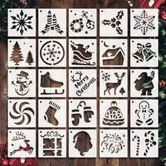 25pcs Christmas Stencils DIY Art Crafts Drawing Template for Painting