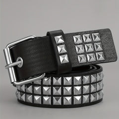 Men's Pin Buckle Belt Punk PU Leather Belt Studded Belt