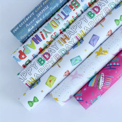 6pcs Cartoon Gift Wrapping Paper Roll Kit for Birthday, Wedding, Christmas