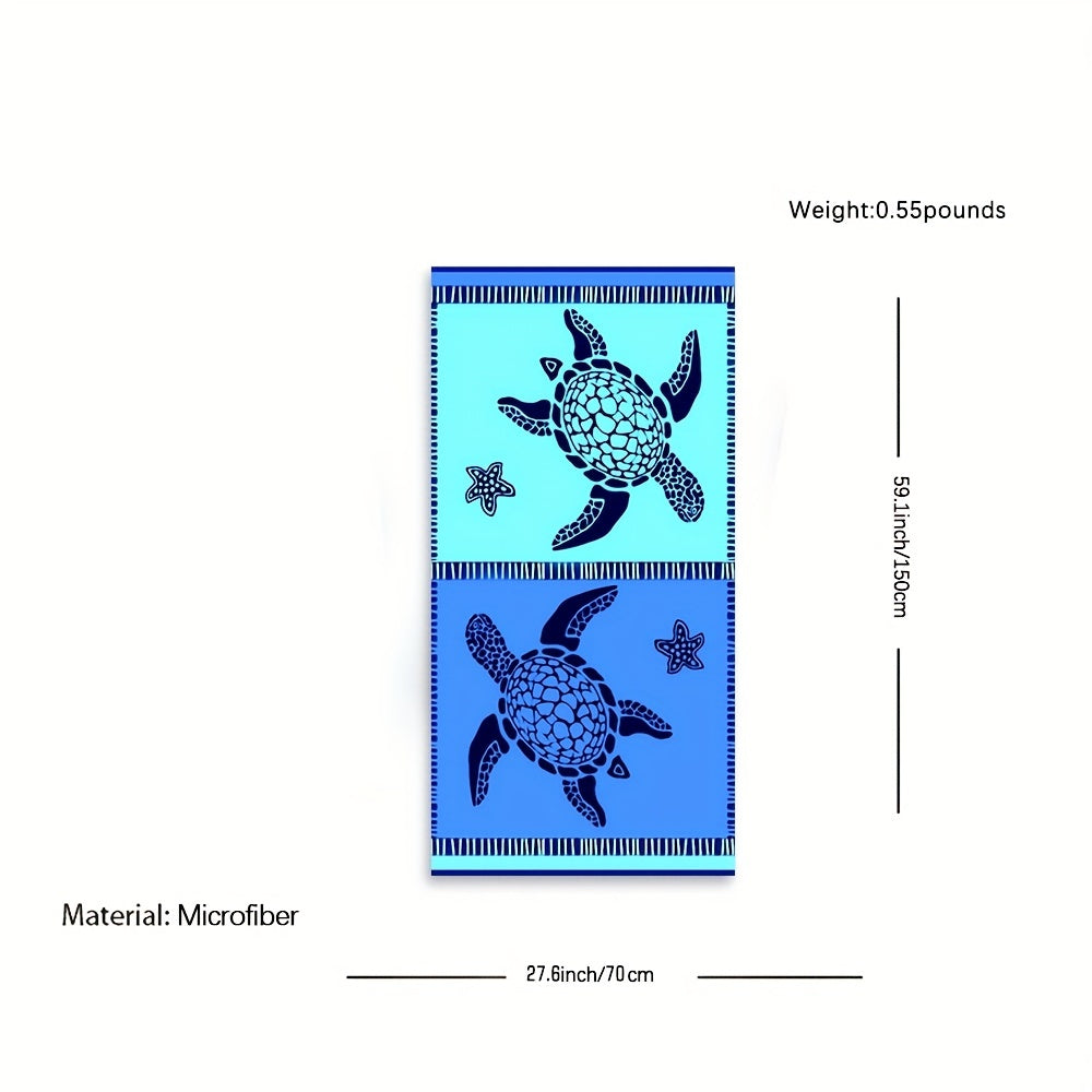 Sea Turtle Sandproof Beach Towel Green Pattern Vacation Beach Blanket