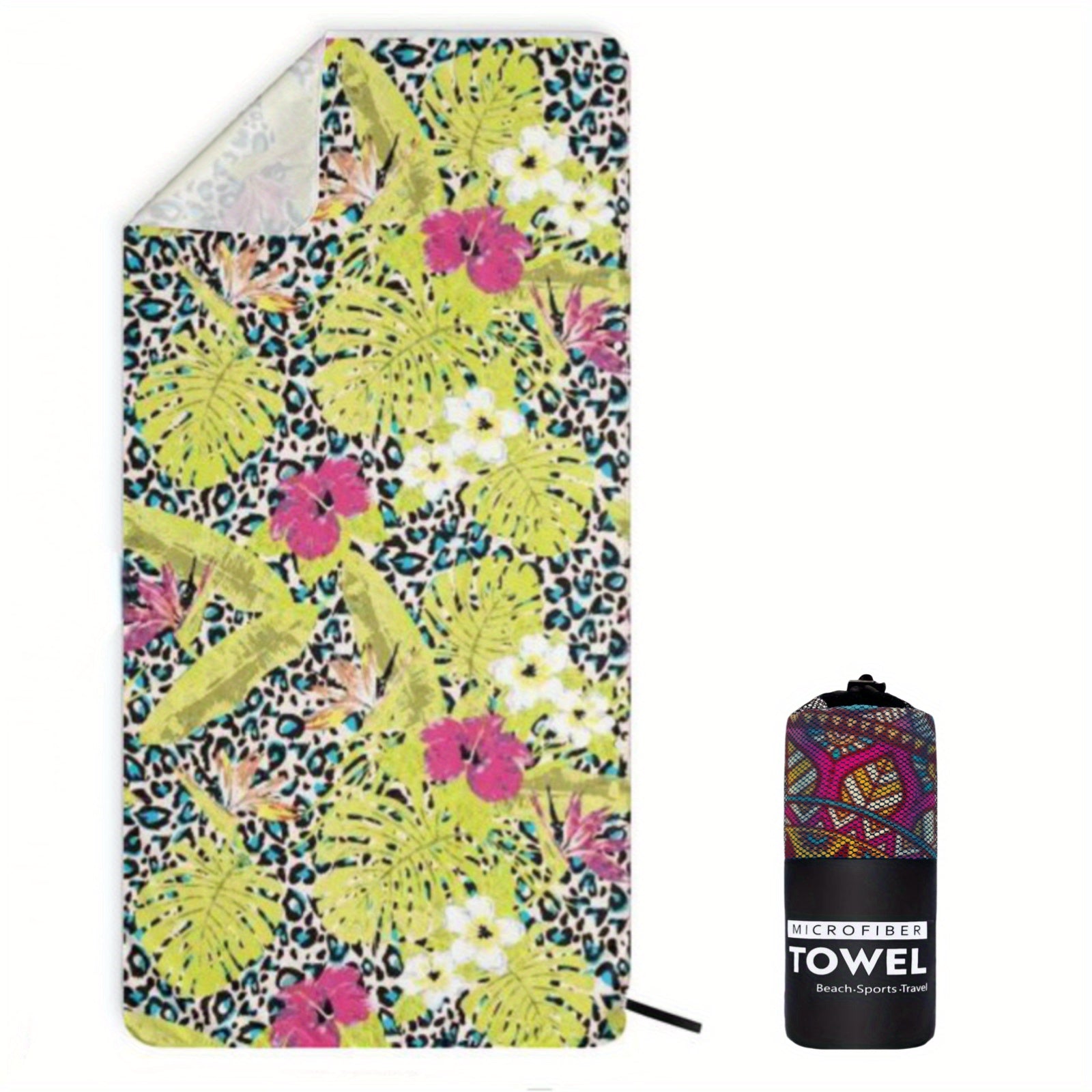 Quick Drying Flower Print Beach Towel Lightweight Sand Camping Vacation