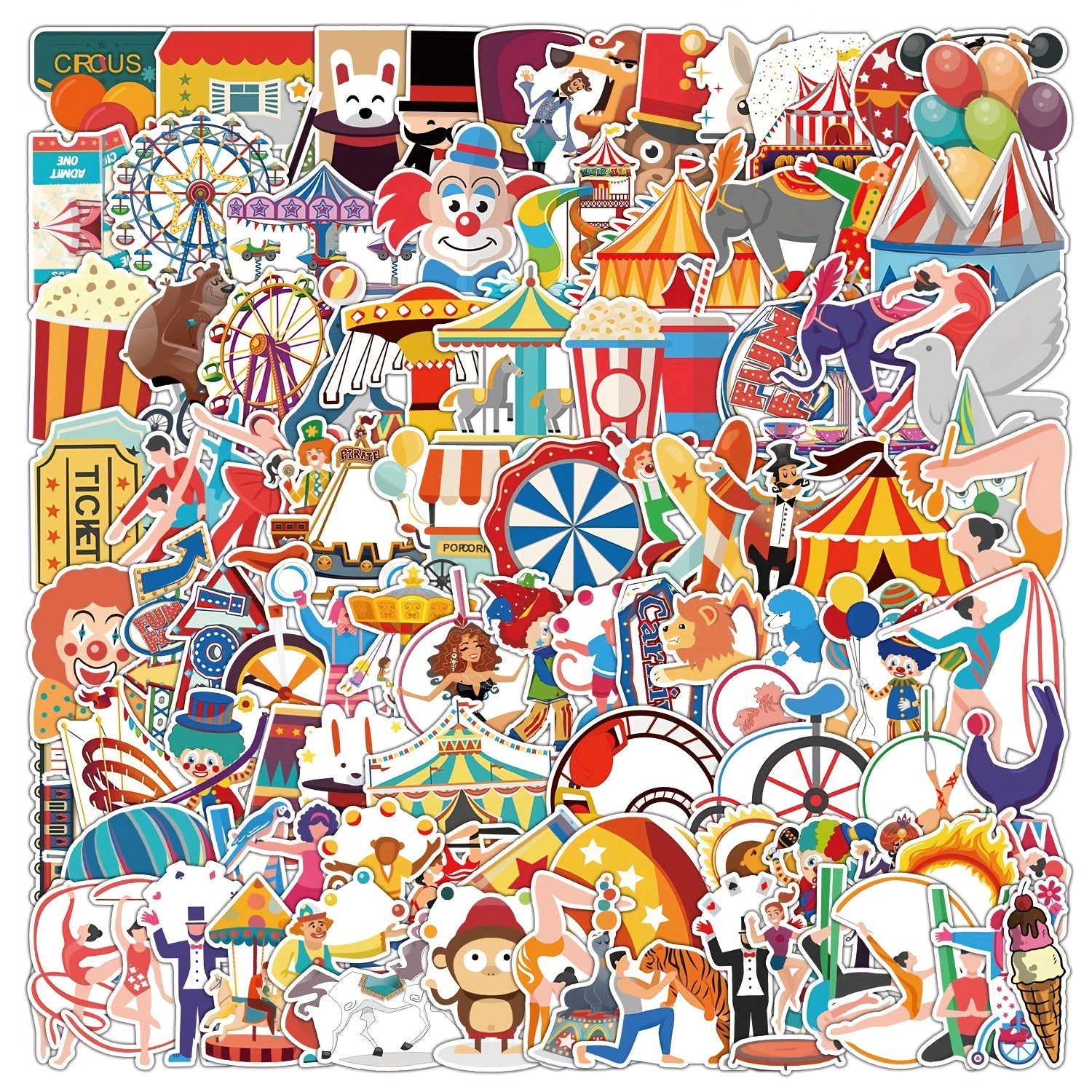 Circus Graffiti Sticker Pack for Phones Water Bottles Computers