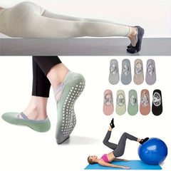3 Pairs Yoga Socks Cross Strap Non Slip Pilates Barre