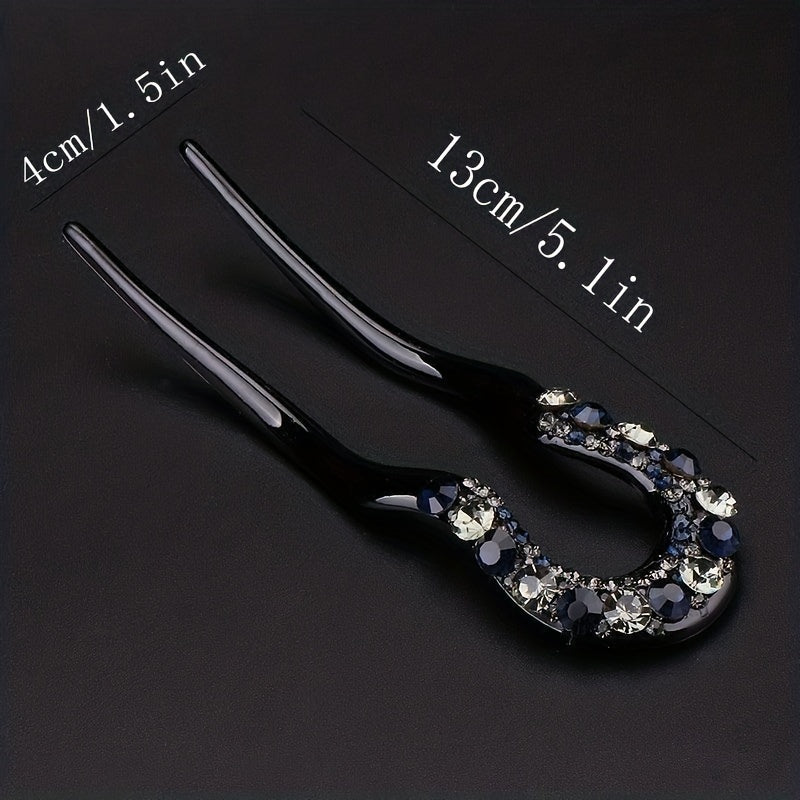 Rhinestone Insert Hairpin U-shaped Hairpin Women's Side Clip Updo Headwear