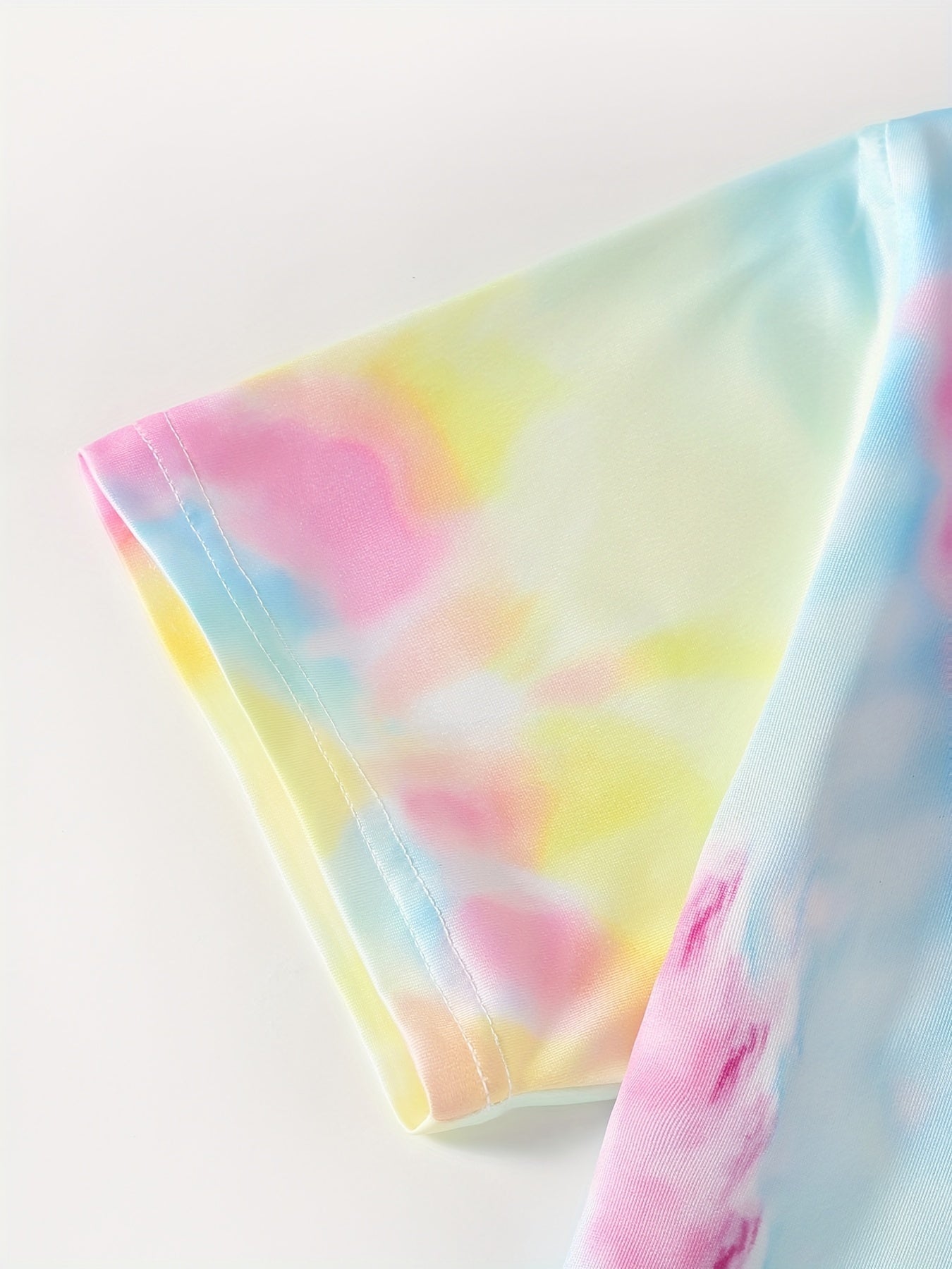Girl's Heart Butterfly Tie Dye T shirt & Pleated Denim Skirt Set