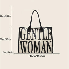 Stylish Letter Print Tote Bag Large Capacity Shoulder Bag For Work