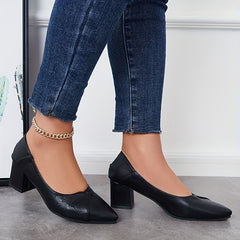 Women's Pointed Toe Office Pumps Soft Sole Slip On Mid Heels
