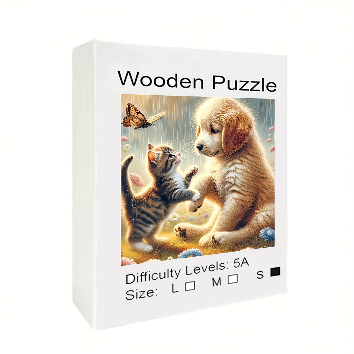Adorable Kitten and Puppy Wooden Jigsaw Puzzle