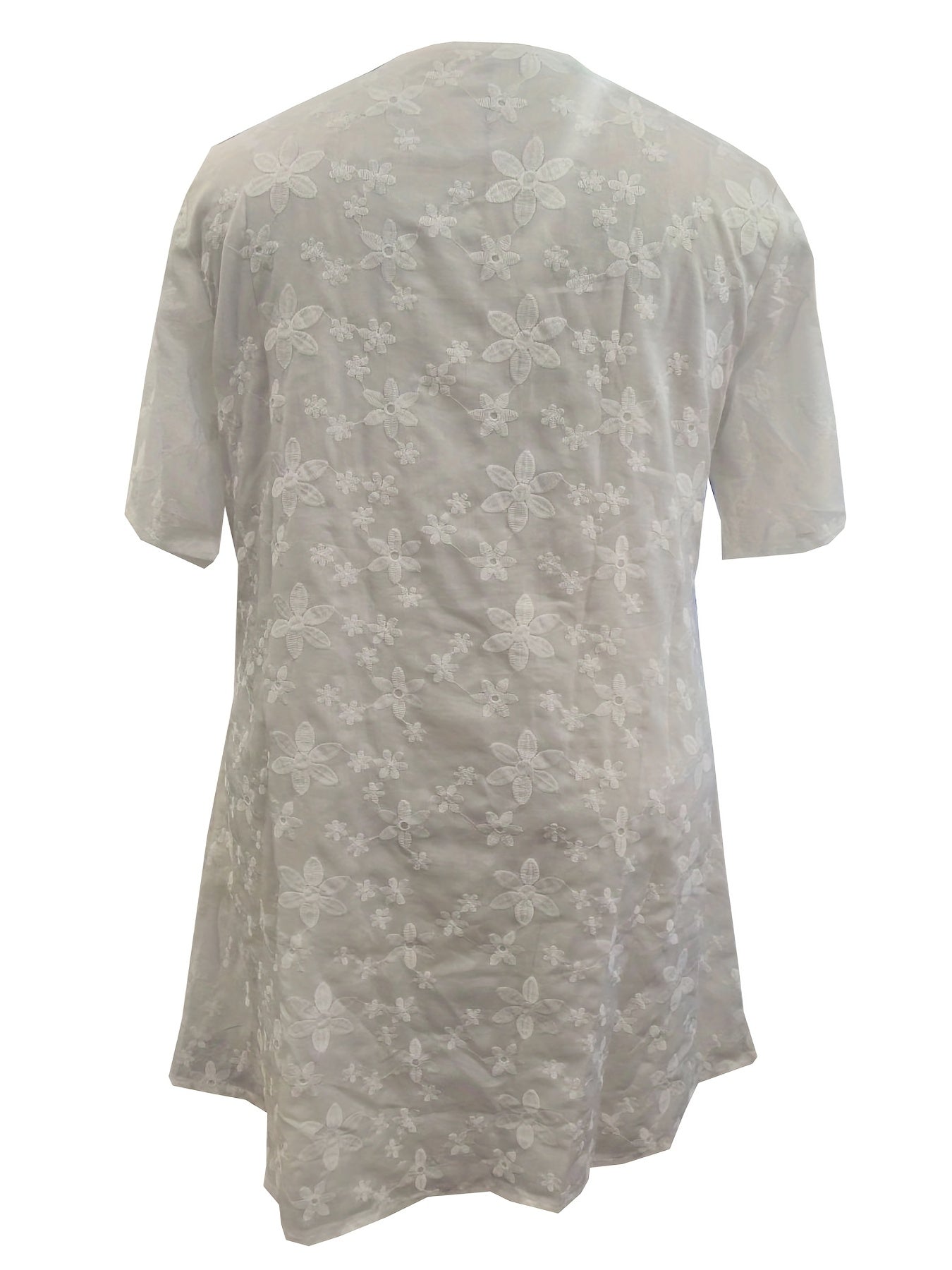  Floral Embroidered Short Sleeve Dress