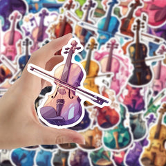 55pcs Vintage Violin Stickers Waterproof Vinyl Decals Self Adhe...