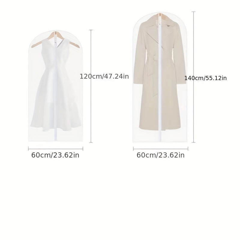 5 PCS Pack Hanging Garment Bags Suit Bag Dress Bag Dust Cover Clear Storage Bags