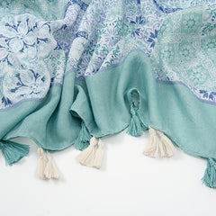 Tassel Scarf Floral Printed Warm Scarf Long Lightweight Scarf