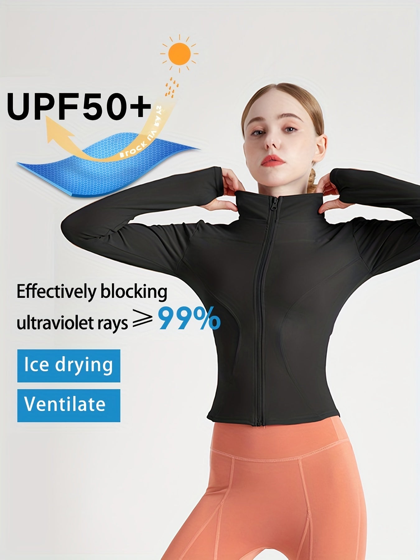 Women's Quick Dry Full Zip Sports Jacket with Thumb Holes