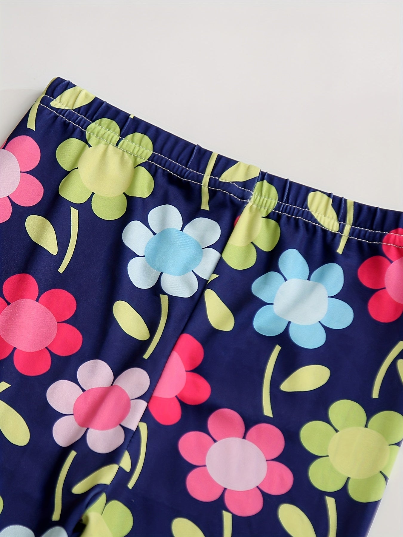 4 Pack Girls Striped Floral Leggings Stretch Sport Pants
