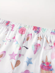 Rainbow Clouds Print Girls Bike Shorts Under Shorts Casual Outwear