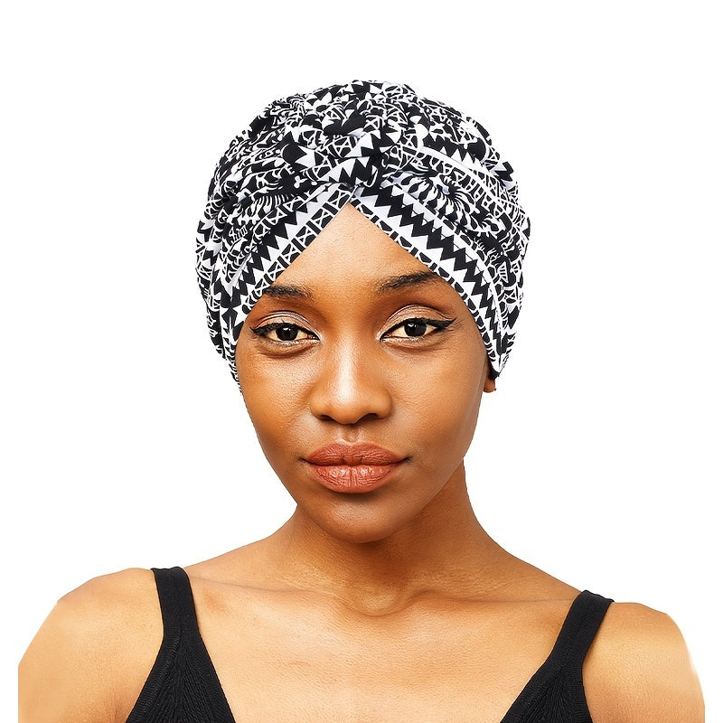 Geometric Print Turban Cap Head Wrap for Women
