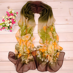 Bohemia Chiffon Scarf Classic Flower Print Shawl Sunscreen Windproof Wrap