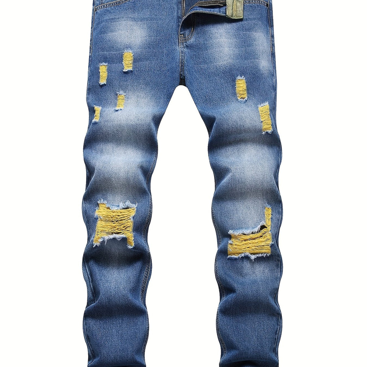 Slim Fit Ripped Jeans Men Distressed Denim Pants
