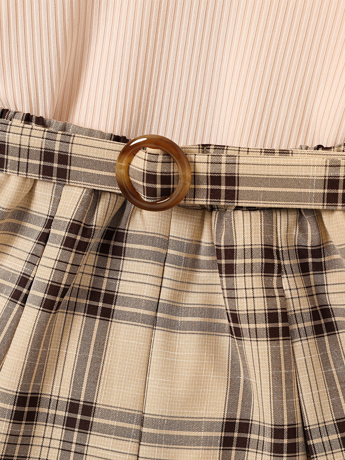 Toddler Girl Plaid Flutter Sleeve Dress & Belt Set