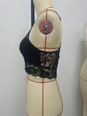 Lace Stitching Cami Lounge Top Sexy Trim Hollow Out Top