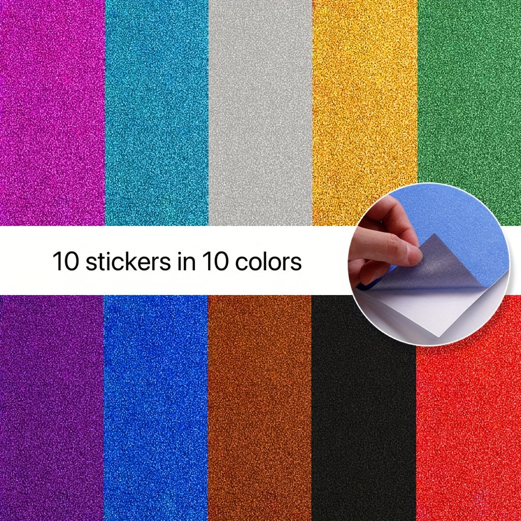 10 Sheets Glitter Cardstock A4 Craft Paper Bulk, 10 Colors